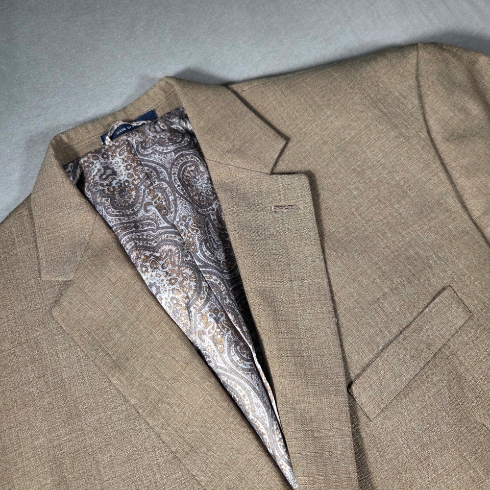 Ralph Lauren Mens 48R Blazer Sport Coat Tan Brown Linen Blend Dillard's Paisley